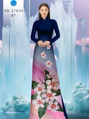 Vải Áo Dài Hoa In 3D AD 27034