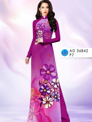 Vải Áo Dài Hoa In 3D AD 36842