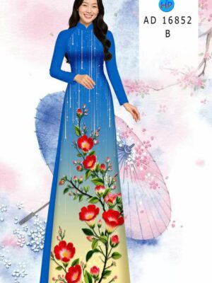 Vải Áo Dài Hoa In 3D AD 16852