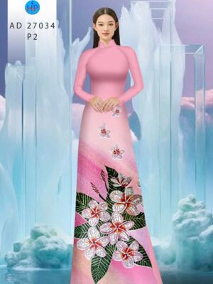 Vải Áo Dài Hoa In 3D AD 27034