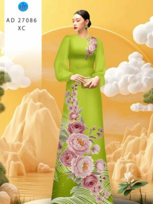 Vải Áo Dài Hoa Cẩm Chướng AD 27086