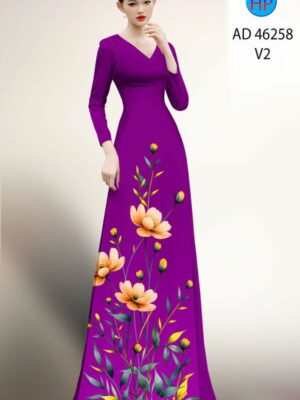 Vải Áo Dài Hoa In 3D AD 46258