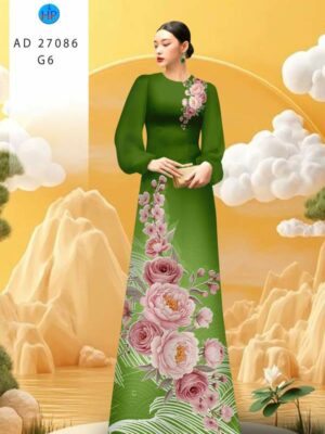 Vải Áo Dài Hoa Cẩm Chướng AD 27086