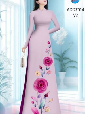 Vải Áo Dài Hoa Hồng AD 27014