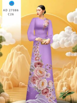 Vải Áo Dài Hoa Cẩm Chướng AD 27086