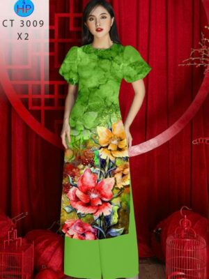 Vải Áo Dài Hoa In 3D AD 3009