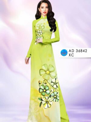 Vải Áo Dài Hoa In 3D AD 36842