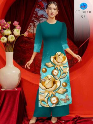 Vải Áo Dài Hoa In 3D AD CT3010