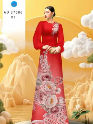 Vải Áo Dài Hoa Cẩm Chướng AD 27086