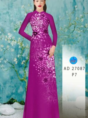 Vải Áo Dài Hoa In 3D AD 27087
