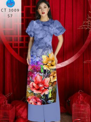 Vải Áo Dài Hoa In 3D AD 3009