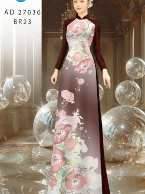 Vải Áo Dài Hoa In 3D AD 27036