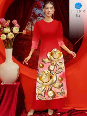 Vải Áo Dài Hoa In 3D AD CT3010
