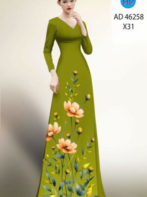 Vải Áo Dài Hoa In 3D AD 46258