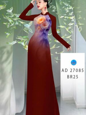 Vải Áo Dài Hoa In 3D AD 27085