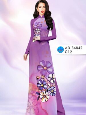 Vải Áo Dài Hoa In 3D AD 36842