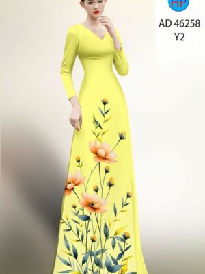 Vải Áo Dài Hoa In 3D AD 46258