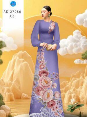 Vải Áo Dài Hoa Cẩm Chướng AD 27086