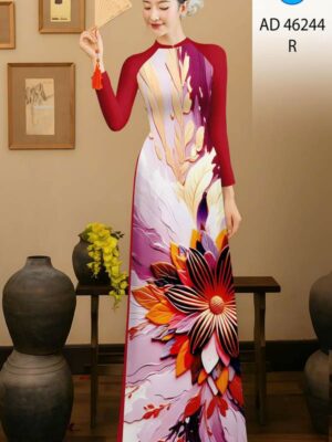 Vải Áo Dài Hoa In 3D AD 46244