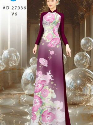 Vải Áo Dài Hoa In 3D AD 27036