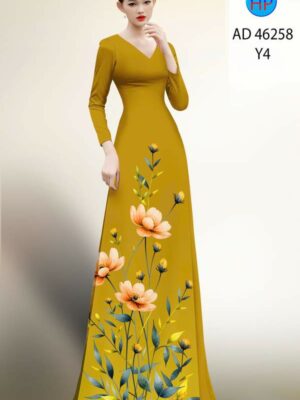 Vải Áo Dài Hoa In 3D AD 46258
