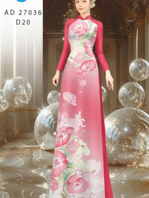 Vải Áo Dài Hoa In 3D AD 27036
