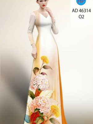 Vải Áo Dài Hoa In 3D AD 46314