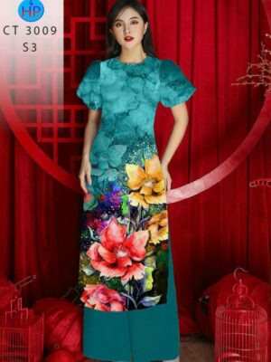Vải Áo Dài Hoa In 3D AD 3009