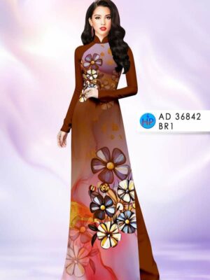 Vải Áo Dài Hoa In 3D AD 36842
