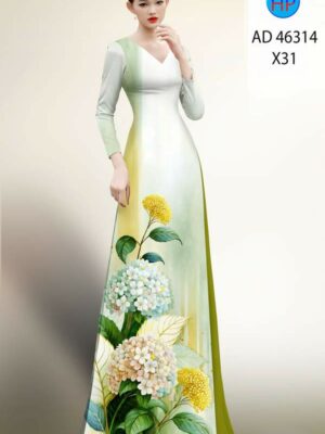 Vải Áo Dài Hoa In 3D AD 46314