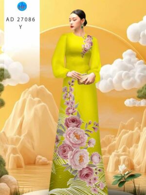 Vải Áo Dài Hoa Cẩm Chướng AD 27086