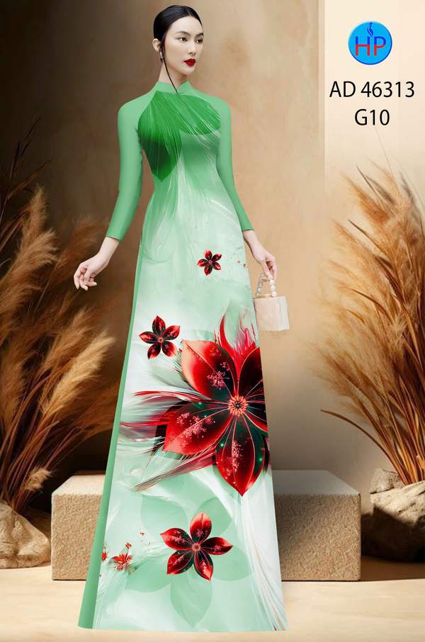 Vải Áo Dài Hoa In 3D AD 46313