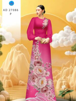 Vải Áo Dài Hoa Cẩm Chướng AD 27086