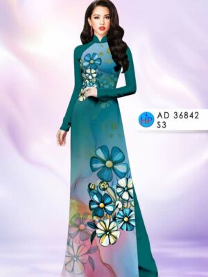 Vải Áo Dài Hoa In 3D AD 36842