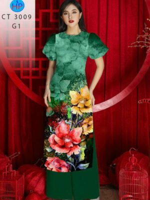 Vải Áo Dài Hoa In 3D AD 3009
