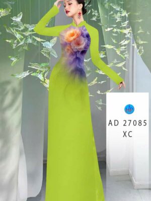 Vải Áo Dài Hoa In 3D AD 27085