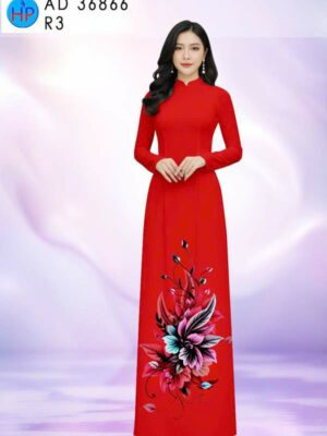 Vải Áo Dài Hoa In 3D AD 36866