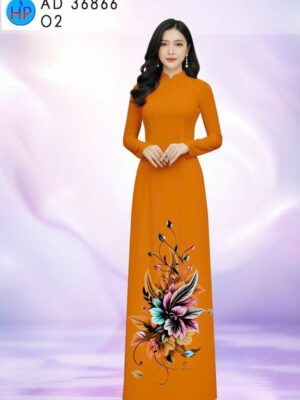 Vải Áo Dài Hoa In 3D AD 36866