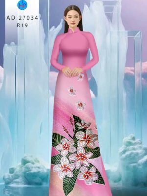 Vải Áo Dài Hoa In 3D AD 27034