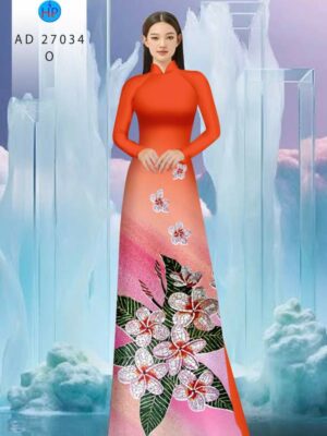Vải Áo Dài Hoa In 3D AD 27034