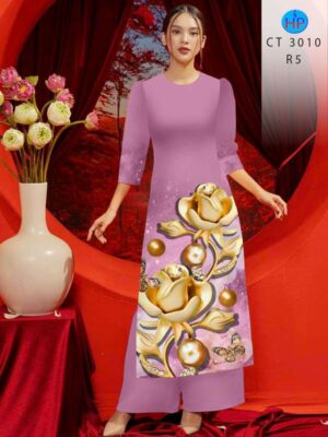 Vải Áo Dài Hoa In 3D AD CT3010