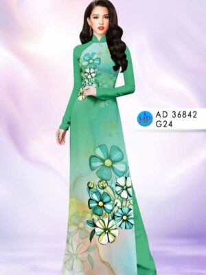 Vải Áo Dài Hoa In 3D AD 36842