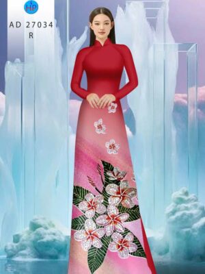 Vải Áo Dài Hoa In 3D AD 27034