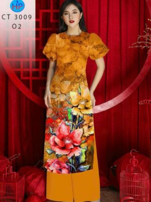 Vải Áo Dài Hoa In 3D AD 3009