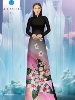 Vải Áo Dài Hoa In 3D AD 27034