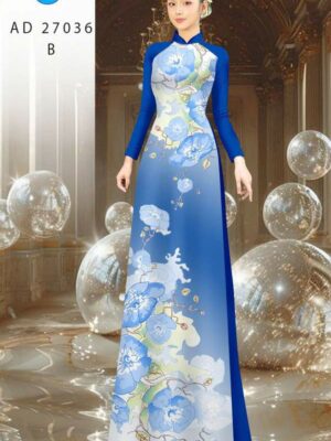 Vải Áo Dài Hoa In 3D AD 27036