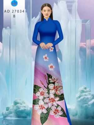 Vải Áo Dài Hoa In 3D AD 27034