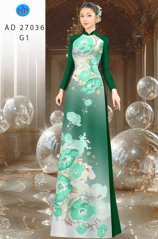 Vải Áo Dài Hoa In 3D AD 27036