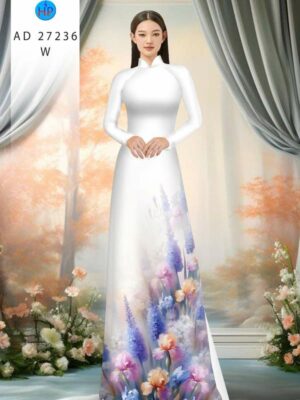 Vải Áo Dài Hoa In 3D AD 37236
