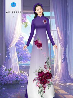 Vải Áo Dài Hoa In 3D AD 27233